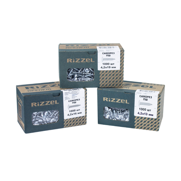 Саморез ПШ Rizzel 4,2х75 (200шт) шлиц PH2, цинк